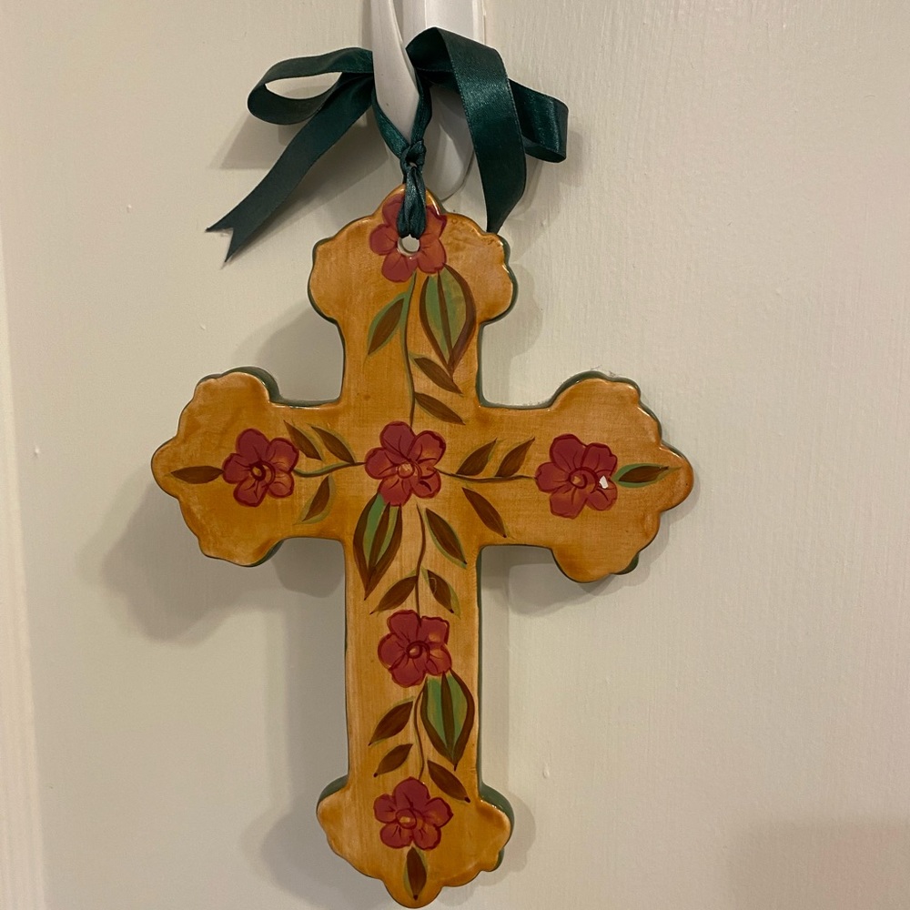 8” painted ceramic cross